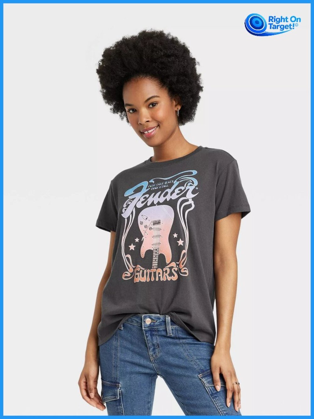 Medium - Womens Fender Guitar Short Sleeve Graphic T-Shirt - Black